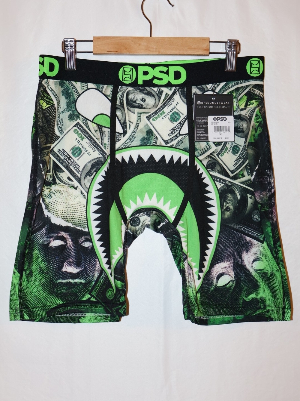 PSD Green & Black Money Print Boxer Briefs